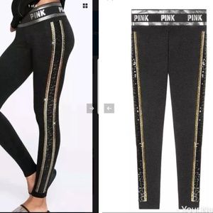 Victoria's Secret PINK Leggings w Black Gold Bling